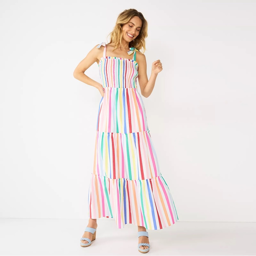 DRAPER JAMES RSVP™ Tiered Maxi Dress with Bow Straps